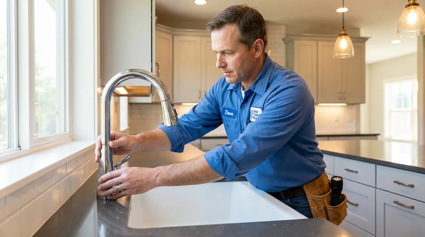 Kitchen faucet installation by Johns Plumbing LLC in Wells