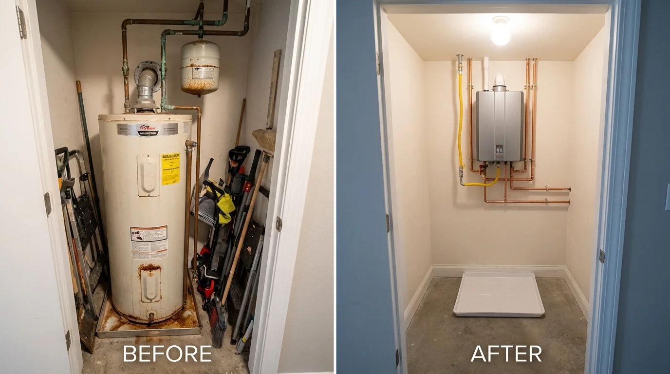 Tank water heater versus wall-mounted tankless unit comparison for Wells, NV homeowners